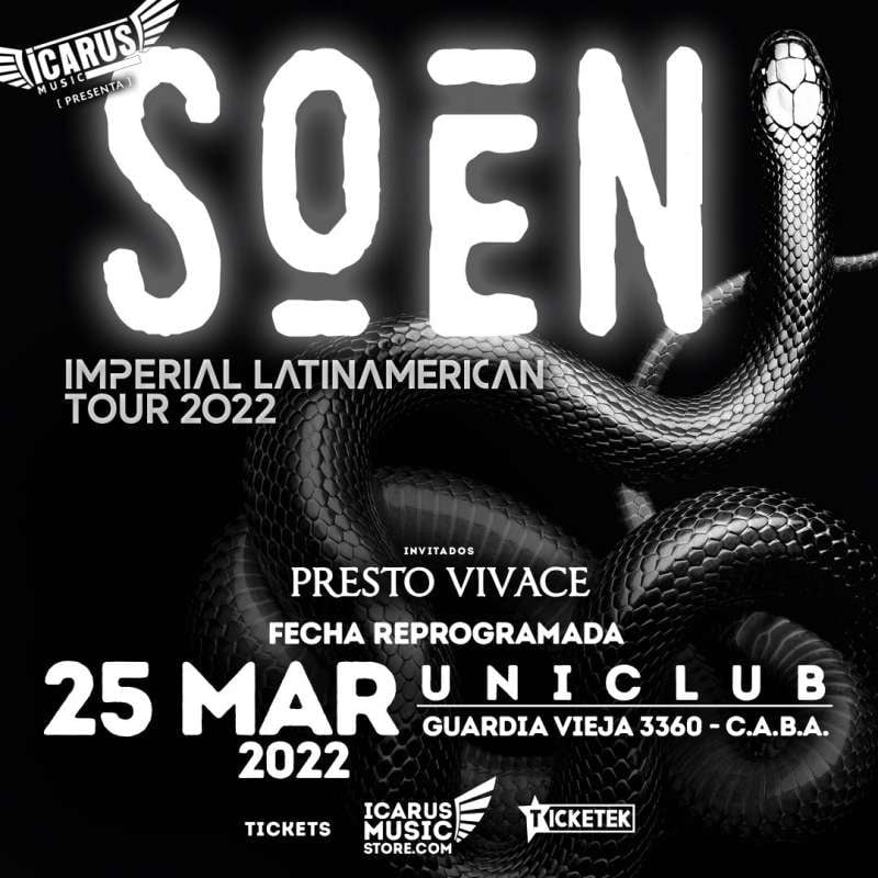 Soen en Uniclub: cuenta regresiva para su show en Buenos Aires