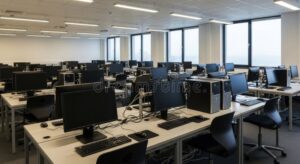 oficina de dni moderna con filas ordenadas